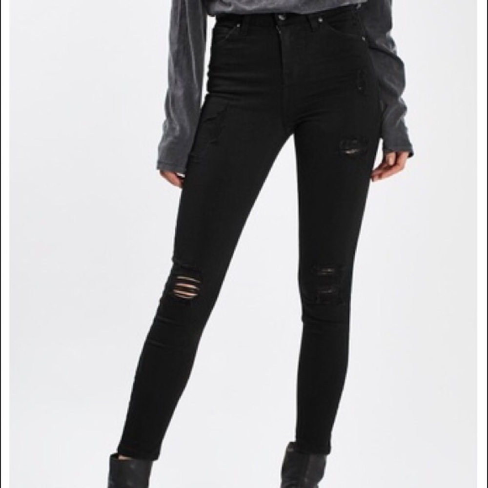 Topshop Moto Jamie Ripped Black Jeans